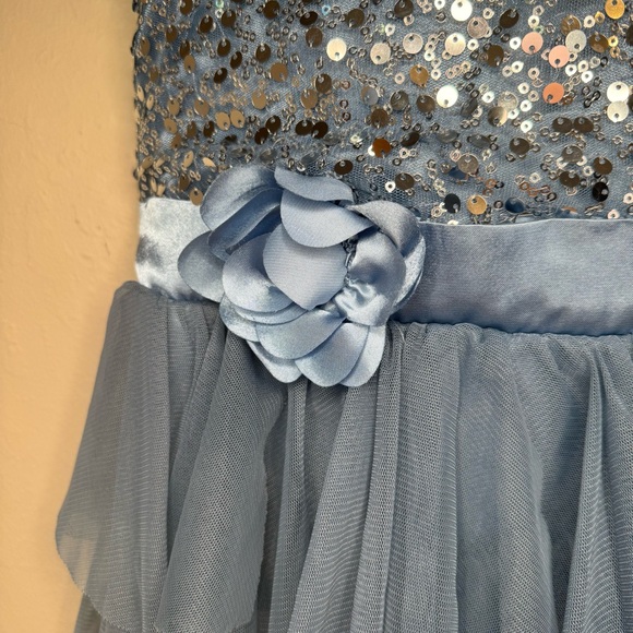 BISCOTTI Blue Sequin Tiered Special Occasion Dress Fancy Party Size 12 - Picture 7 of 16
